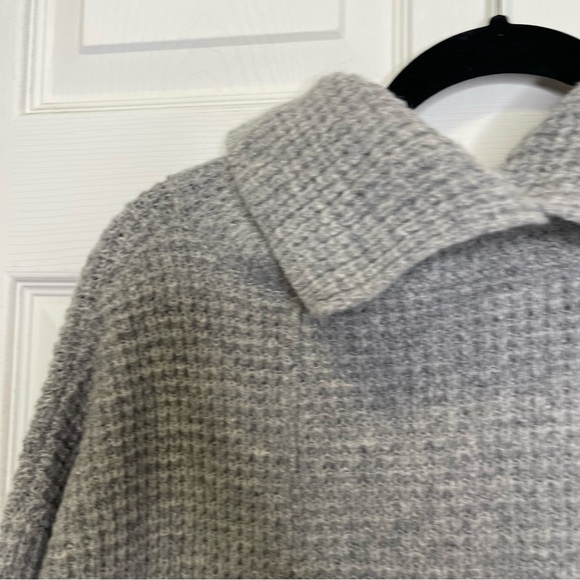 Free People Sidewinder 100% Wool Sweater Oversized Cowl Neck Grey Sz M - Picture 11 of 13